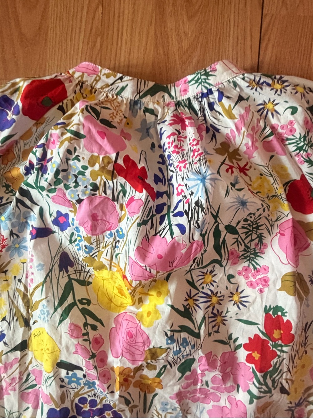 Avara Women's Multicolor Floral Cotton Button Up Blouse Balloon 3/4 Sleeve Sz XL - Picture 6 of 10